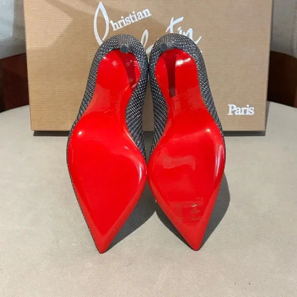 New Christian Louboutin Pigalle Follie Glittering Silver Heels
